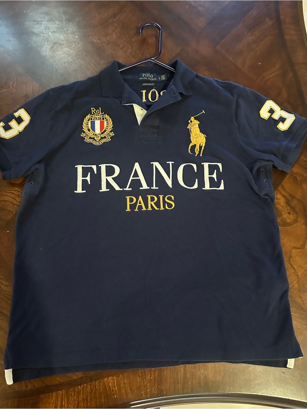 Polo by Ralph Lauren Navy Tee with Gold Embroidery